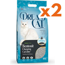 Dream Cat - Dream Cat Activated Carbon Parfümsüz Topaklanan Doğal Kedi Kumu 10 Lt x 2 Adet