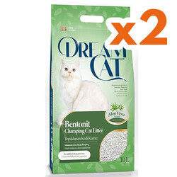 Dream Cat - Dream Cat İnce Taneli Topaklaşan Aloe Vera Doğal Kedi Kumu 10 Lt x 2 Adet