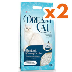 Dream Cat - Dream Cat İnce Taneli Topaklaşan Kokusuz Doğal Kedi Kumu 10 Lt x 2 Adet