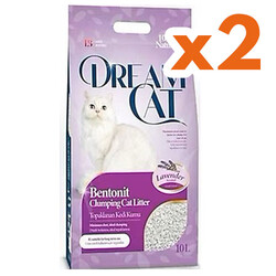 Dream Cat - Dream Cat İnce Taneli Topaklaşan Lavantalı Doğal Kedi Kumu 10 Lt x 2 Adet