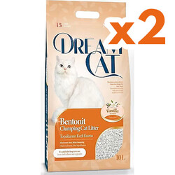 Dream Cat - Dream Cat İnce Taneli Topaklaşan Vanilya Kokulu Doğal Kedi Kumu 10 Lt x 2 Adet