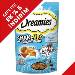 Dreamies - Dreamies Shake Ups Multivitamins Ton Balığı Somon ve Karidesli Kedi Ödülü 55 Gr