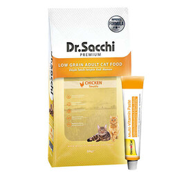 Dr.Sacchi - Dr. Sacchi Basic Tavuk Etli Kedi Maması 10 Kg + Gimcat 20 Gr Multivitamin Paste