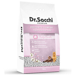 Dr.Sacchi - Dr.Sacchi Bebek Pudrası Kokulu Bentonit Kedi Kumu 10 Lt