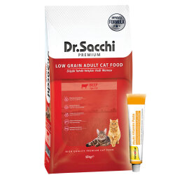 Dr. Sacchi Biftekli Kedi Maması 10 Kg + Gimcat 20 Gr Multivitamin Paste - Dr.Sacchi