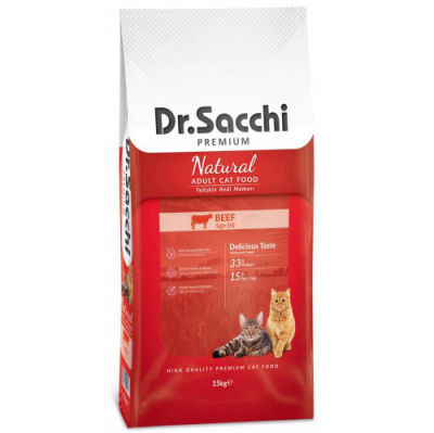 Dr. Sacchi Beef Biftekli Kedi Maması 15 Kg + 4 Adet Temizlik Mendili