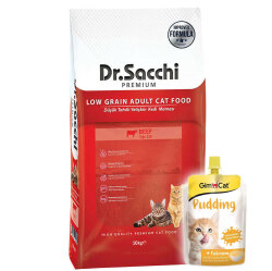 Dr. Sacchi Biftekli Kedi Maması 10 Kg + Gimcat Kedi Pudingi 150 Gr - Dr.Sacchi