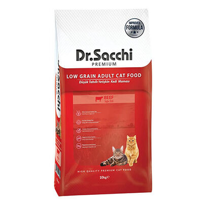 Dr. Sacchi Biftekli Kedi Maması 10 Kg + 5 Adet Dr Sacchi 4 lü Creamy Ödül