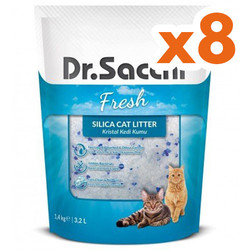Dr. Sacchi Doğal Tozsuz Silika Kedi Kumu 3,2 Lt - (8 Adet) - Dr.Sacchi