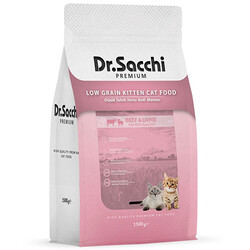 Dr.Sacchi - Dr.Sacchi Düşük Tahıllı Biftek ve Kuzu Etli Yavru Kedi Maması 1,5 Kg + Temizlik Mendili