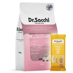 Dr.Sacchi - Dr.Sacchi Biftek ve Kuzu Etli Yavru Kedi Maması 1 Kg + Dr Sacchi 4 lü Creamy Ödül