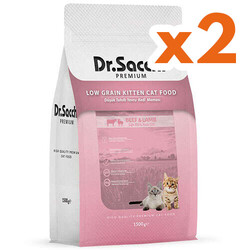 Dr.Sacchi - Dr.Sacchi Düşük Tahıllı Biftek ve Kuzu Etli Yavru Kedi Maması 1,5 Kg x 2 Adet