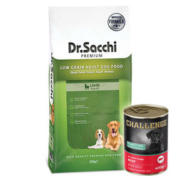 Dr.Sacchi - Dr. Sacchi Lamb Rice Kuzu Etli Köpek Maması 12 Kg + 5 Adet Challenge 400 Gr Konserve