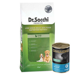 Dr.Sacchi - Dr. Sacchi Lamb Rice Kuzu Etli Köpek Maması 12 Kg + 5 Adet 400 Gr Challenge Somon Konserve