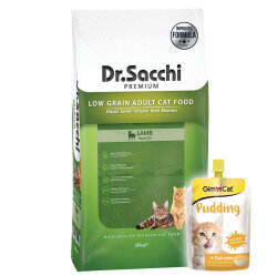 Dr. Sacchi Kuzu Etli Kedi Maması 10 Kg + Gimcat Kedi Pudingi 150 Gr - Dr.Sacchi