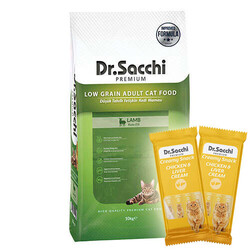 Dr.Sacchi - Dr. Sacchi Kuzu Etli Kedi Maması 10 Kg + 5 Adet Dr Sacchi 4 lü Creamy Ödül