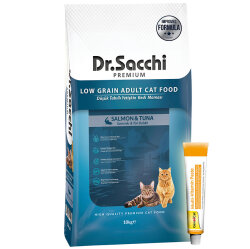 Dr. Sacchi Sensitive Somonlu Kedi Maması 10 Kg + Gimcat 20 Gr Multivitamin Paste - Dr.Sacchi