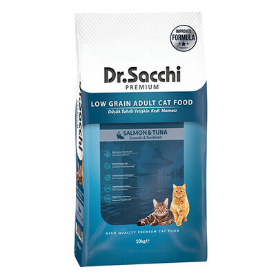 Dr. Sacchi Sensitive Somonlu Kedi Maması 10 Kg + 5 Adet Dr Sacchi 4 lü Creamy Ödül