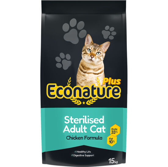 Eco Nature PLUS Sterilised Tavuk Etli Kısırlaştırılmış Kedi Maması 15 Kg - 1