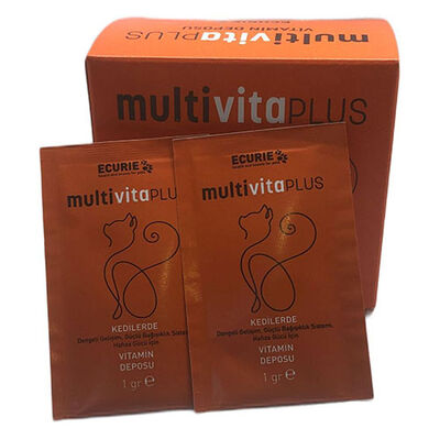 Ecurie Multi Vita Plus Kediler İçin Vitamin Deposu Besin Takviyesi Toz 30 x 1 Gr
