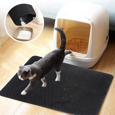 Elekli Kedi Tuvalet Önü Paspası 60 x 40 Cm (Siyah)