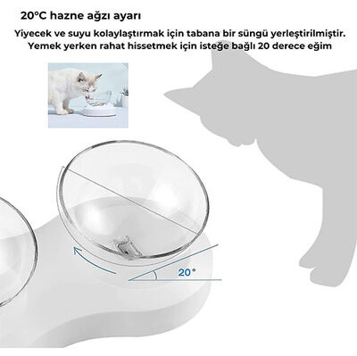ELS Pet Kedi ve Köpek İkili Şeffaf Mama ve Su Kabı ELS Pet Kedi ve Köpek İkili Şeffaf Mama ve Su Kabı
