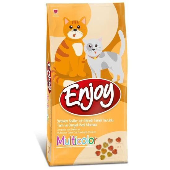 Enjoy Multi Color Tavuk Etli Renkli Yetişkin Kedi Maması 10 Kg - 1