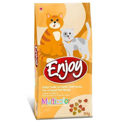 Enjoy Multi Color Tavuk Etli Renkli Kedi Maması 15 Kg + 5 Adet Challenge 400 Gr Konserve
