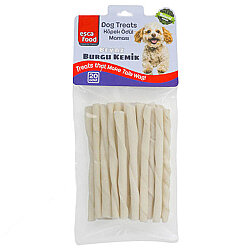 Esca Food Beyaz Burgu Çiğneme Kemiği Köpek Ödülü 12 Cm (20Li Paket) - Esca Food