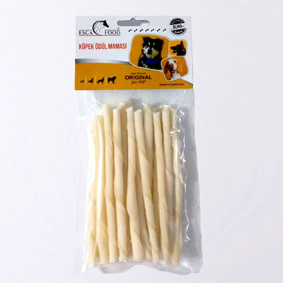 Esca Food Beyaz Burgu Çiğneme Kemiği Köpek Ödülü 12 Cm (20Li Paket)