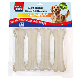 Esca Food Beyaz Pres Kemik Köpek Ödülü 12,5 cm (4Lü Paket) - Esca Food