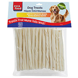 Esca Food Beyaz Burgu Çubuk Köpek Ödülü 12 cm (50Li Paket) - Esca Food