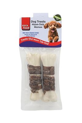 Esca Food Press Kemik Dana Eti Sargılı Köpek Ödülü 12,5 Cm - (65 Gr 2li Paket) - 130 Gr