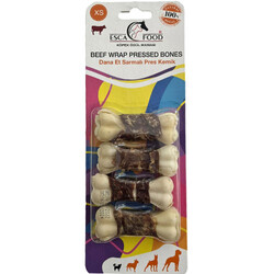 Esca Food - Esca Food Press Kemik Dana Eti Sargılı Köpek Ödülü 7,5 Cm - (30 Gr 4lü Paket) - 210 Gr