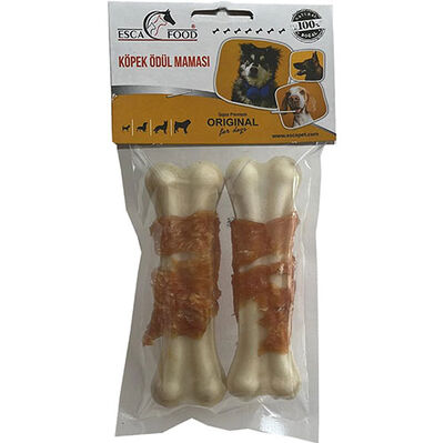 Esca Food Press Kemik Tavuk Eti Sargılı Köpek Ödülü 12,5 Cm - (57 Gr 2li Paket) - 114 Gr