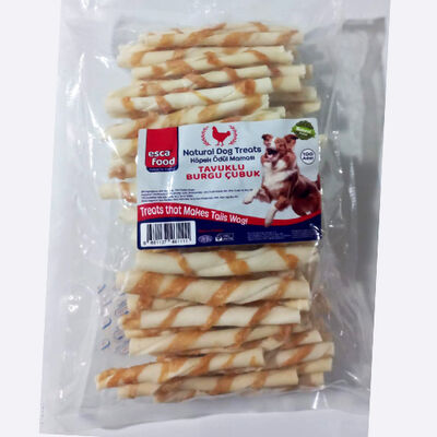 Esca Food Tavuk Sargılı Burgu Kemik Köpek Ödülü 12 Cm (100Lü Paket)