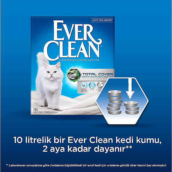Ever Clean Total Cover (Koku Önleyici) Kokusuz Kedi Kumu 6 Lt - 6