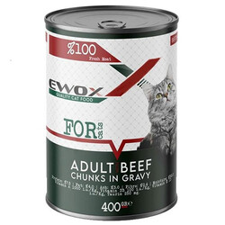 Ewox - Ewox Biftekli Parça Etli ve Soslu Yetişkin Kedi Konservesi 400 Gr