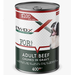 Ewox - Ewox Biftekli Parça Etli ve Soslu Yetişkin Köpek Konservesi 400 Gr
