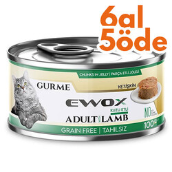 Ewox Gurme Kuzu Tahılsız Kedi Konservesi 100 Gr - 6 Al 5 Öde - Ewox