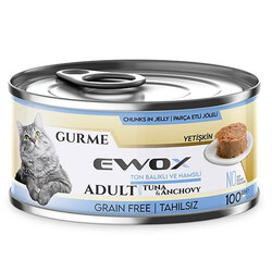 Ewox Gurme Ton Balıklı Ve Hamsili Tahılsız Kedi Konservesi 100 Gr - Ewox