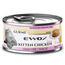 Ewox Kitten Gurme Tavuklu Tahılsız Yavru Kedi Konservesi 100 Gr - Ewox