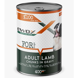 Ewox Kuzu Parça Etli ve Soslu Yetişkin Köpek Konservesi 400 Gr - Ewox