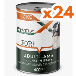 Ewox Kuzu Parça Etli ve Soslu Yetişkin Köpek Konservesi 400 Gr x 24 Adet - Ewox