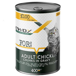Ewox - Ewox Tavuklu Parça Etli ve Soslu Yetişkin Kedi Konservesi 400 Gr
