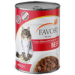 Favor Biftek Etli Kedi Konservesi 400 Gr - Favor