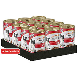 Favor Biftek Etli Köpek Konservesi 400 Gr x 12 Adet - Favor