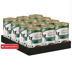 Favor Kuzu Etli Köpek Konservesi 400 Gr x 12 Adet - Favor