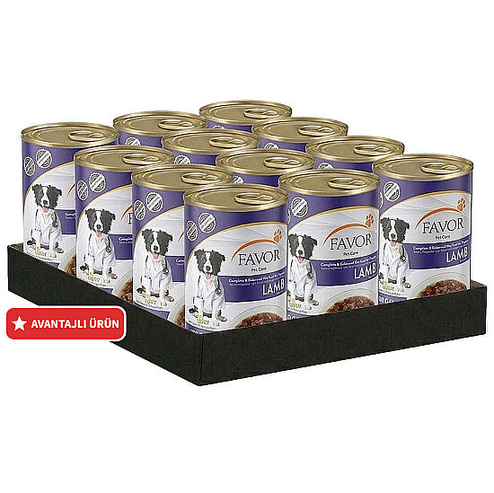 Favor Puppy Kuzu Etli Yavru Köpek Konservesi 400 Gr x 12 Adet - 1