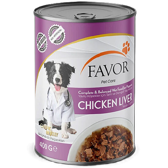 Favor Puppy Tavuk Ciğerli Yavru Köpek Konservesi 400 Gr x 12 Adet - 2